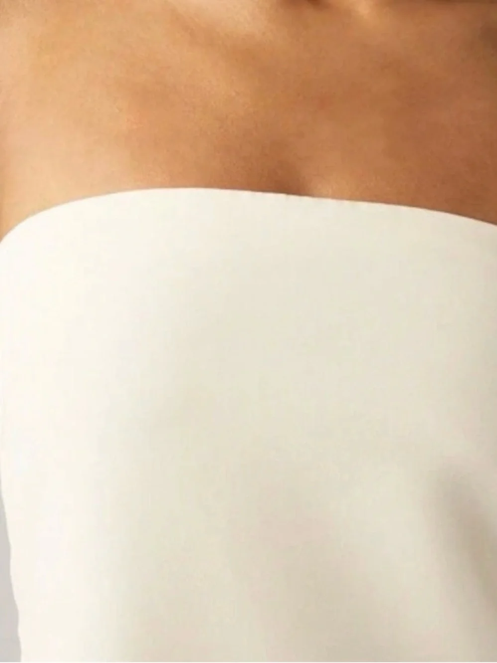 Strapless Cream Mini Dress with pearls Detail - Picture 4 of 5